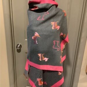 Gray and Pink Scottie Dog Patterned Women’s Scarf / Wrap.